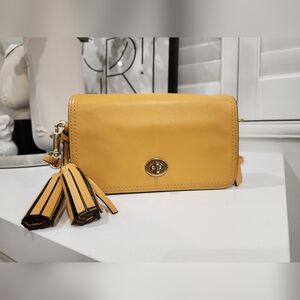 COACH Legacy Penny 19914 Women's Leather Shoulder Bag Yellow